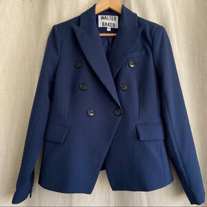 Walter Baker Double-Breasted Blazer Navy Blue size Medium